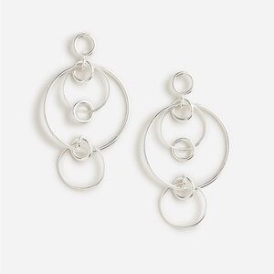 J. Crew gold-plated drop-hoop‎ earrings in Shiny Matte Silver NWT BN460